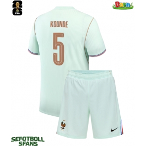 Frankrike Jules Kounde #5 Bortaställ Barn VM 2026 Kortärmad (+ Korta byxor)
